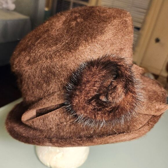 Chantrelle By Biltmore Vintage Whimsigoth Boho Chic Hat With Mink Adornment main image 4